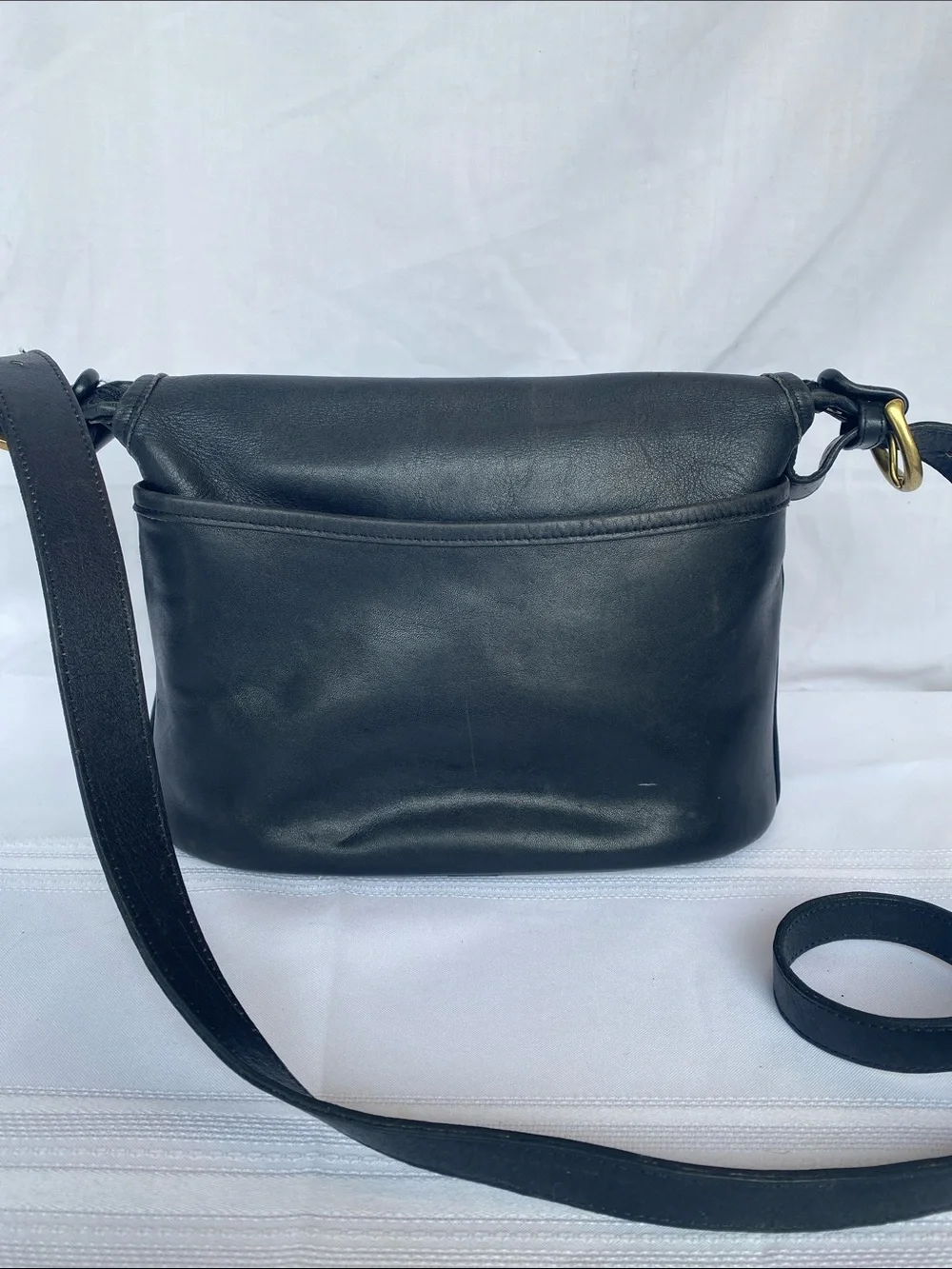 Vintage Coach 4150 Fletcher Classic Flap Black Leather Crossbody Shoulder Bag